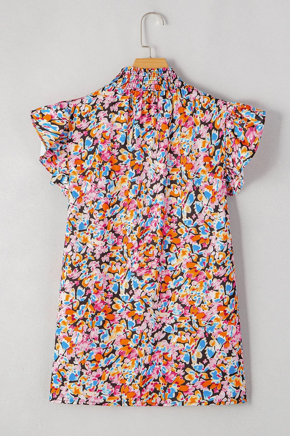 Floral Print Flutter Sleeve Blouse Top