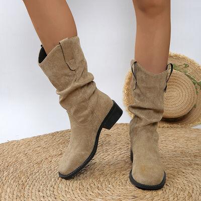Pleated Pull-On Western Cowboy Boots - Clothes For Her Online Store