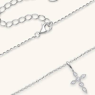 925 Sterling Silver Moissanite Cross Pendant Necklace - Clothes For Her Online Store
