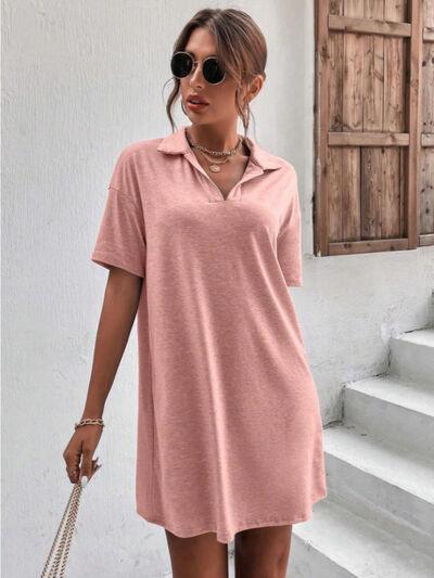 Johnny Collar Short Sleeve Polo Dress - Clothes For Her Online Store