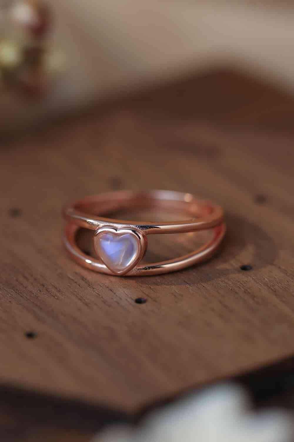 Moonstone Heart 925 Sterling Silver Ring - Clothes For Her Online Store