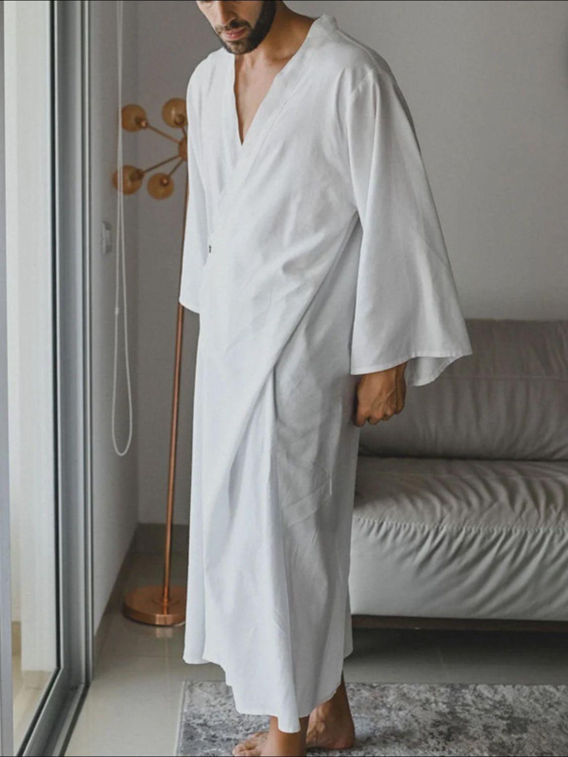 Men's Full Size Button Detail Long Sleeve Cover-Up Plus Size - Clothes For Her Online Store