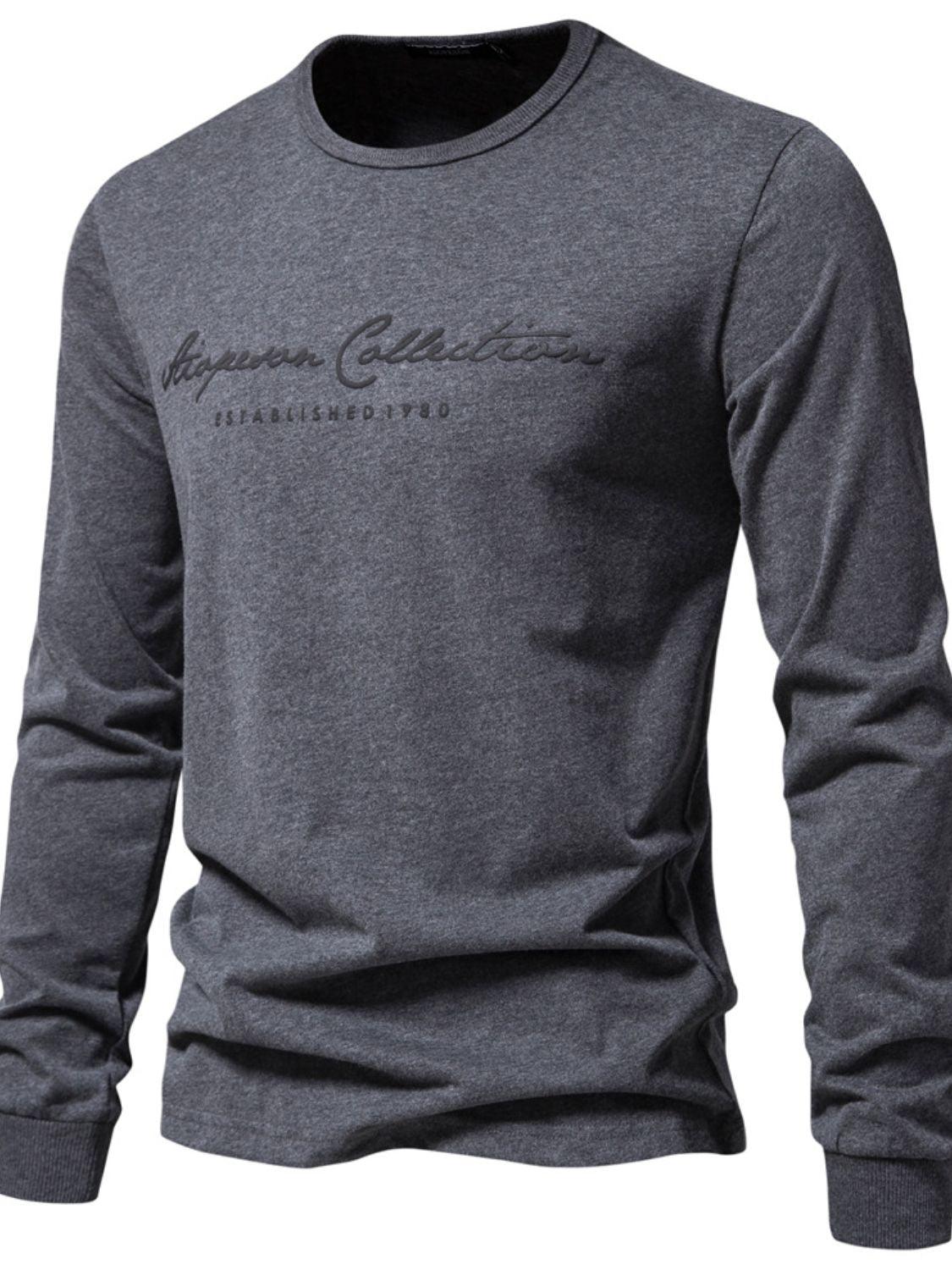 Men's Round Neck Letter Graphic T-Shirt - Clothes For Her Online Store