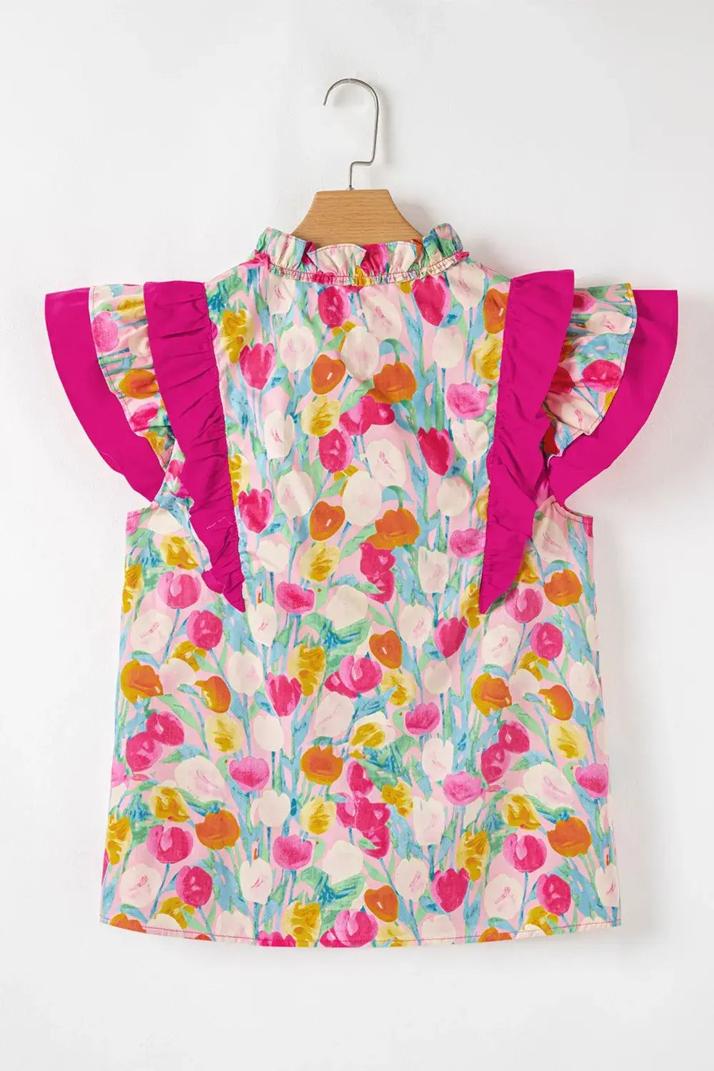 Floral Ruffle Layered Sleeve Blouse