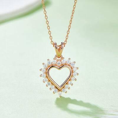 Moissanite 925 Sterling Silver Heart Pendant Necklace - Clothes For Her Online Store