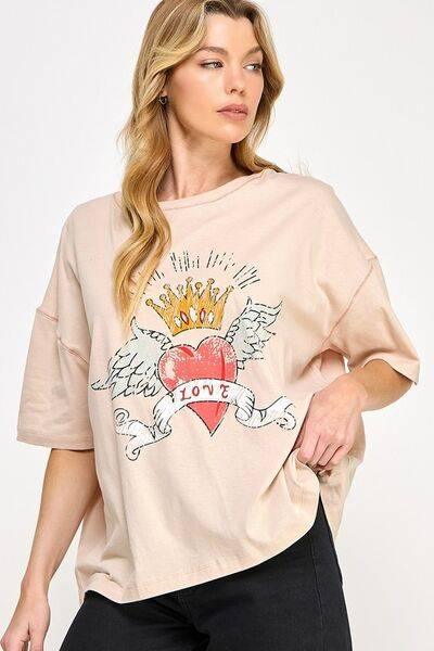SAGE+FIG Love-Inpired Graphic Oversized T-Shirt - Clothes For Her Online Store