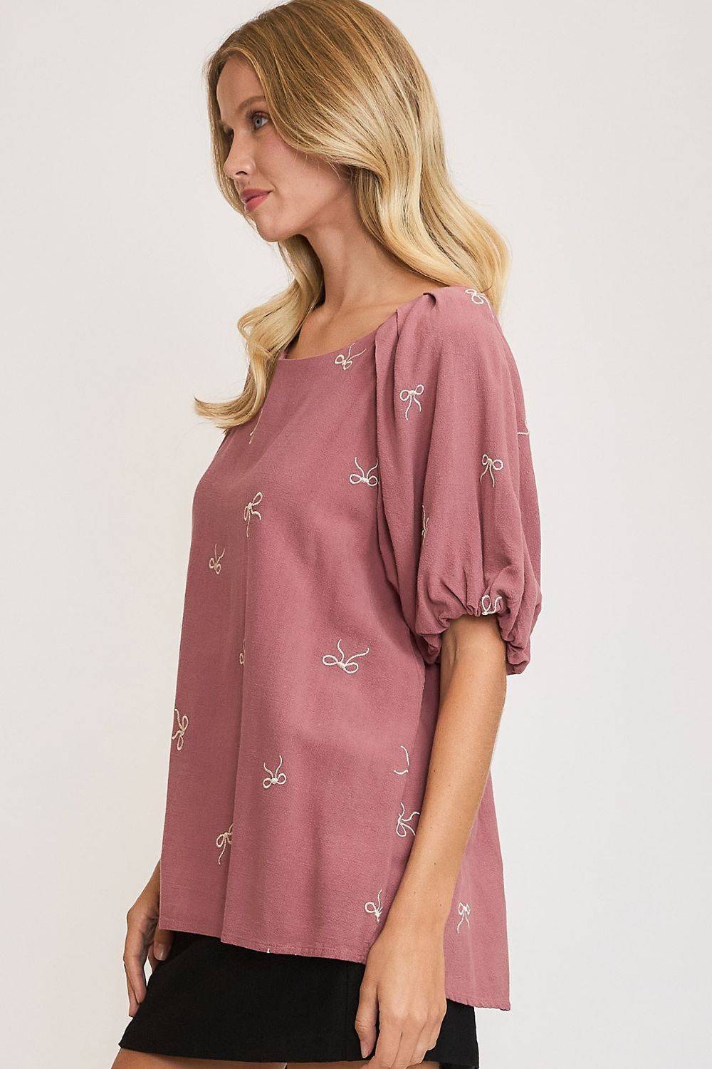 Umgee Full Size Linen Blend Ribbon Embroidered Top Plus Size - Clothes For Her Online Store
