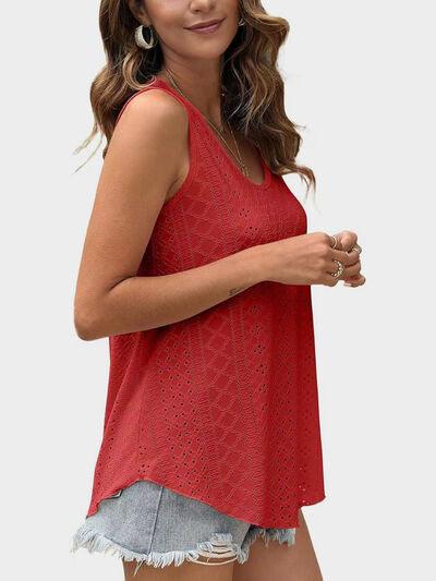 Florira Eyelet Round Neck Tank - Clothes For Her Online Store