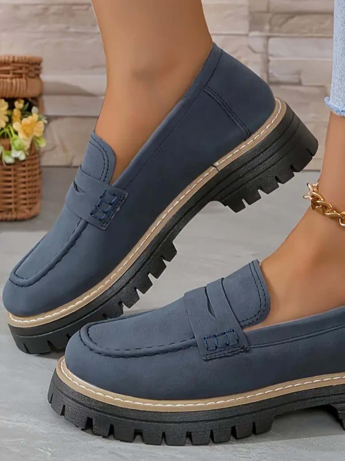 Round Toe Platform Loafers - Clothes For Her Online Store