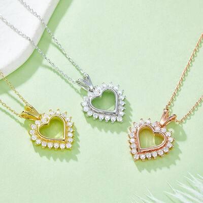 Moissanite 925 Sterling Silver Heart Pendant Necklace - Clothes For Her Online Store