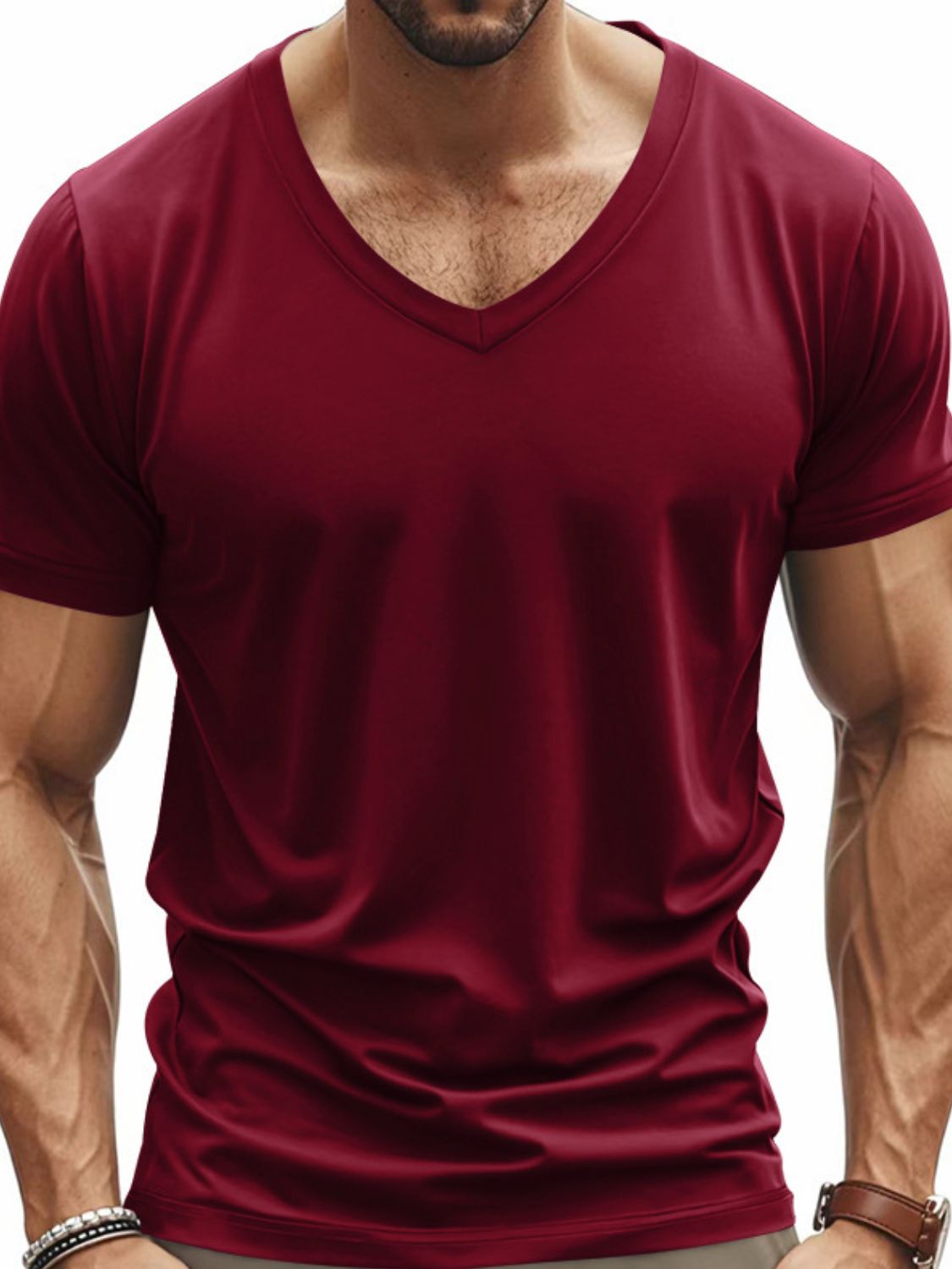 Men's Full Size V-Neck Short Sleeve T-Shirt Plus Size - Clothes For Her Online Store