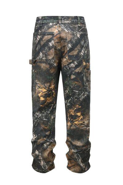 Men's Camouflage Leaf-Print Cargo Jeans - Clothes For Her Online Store