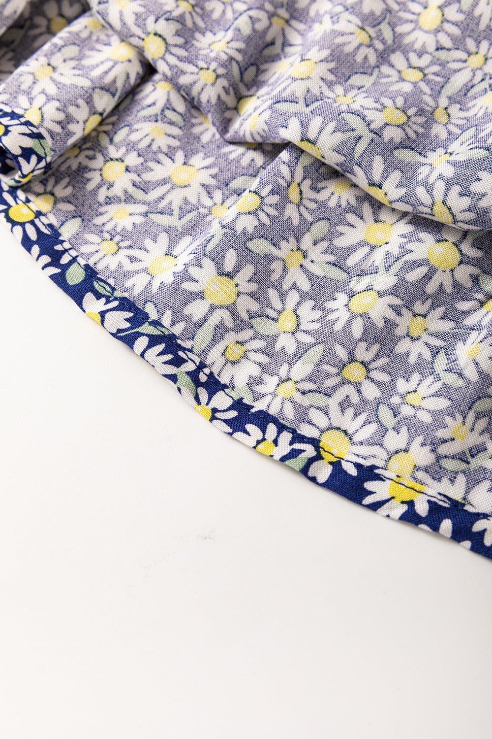 Floral Smocked Square Neck Blouse - Clothes For Her Online Store