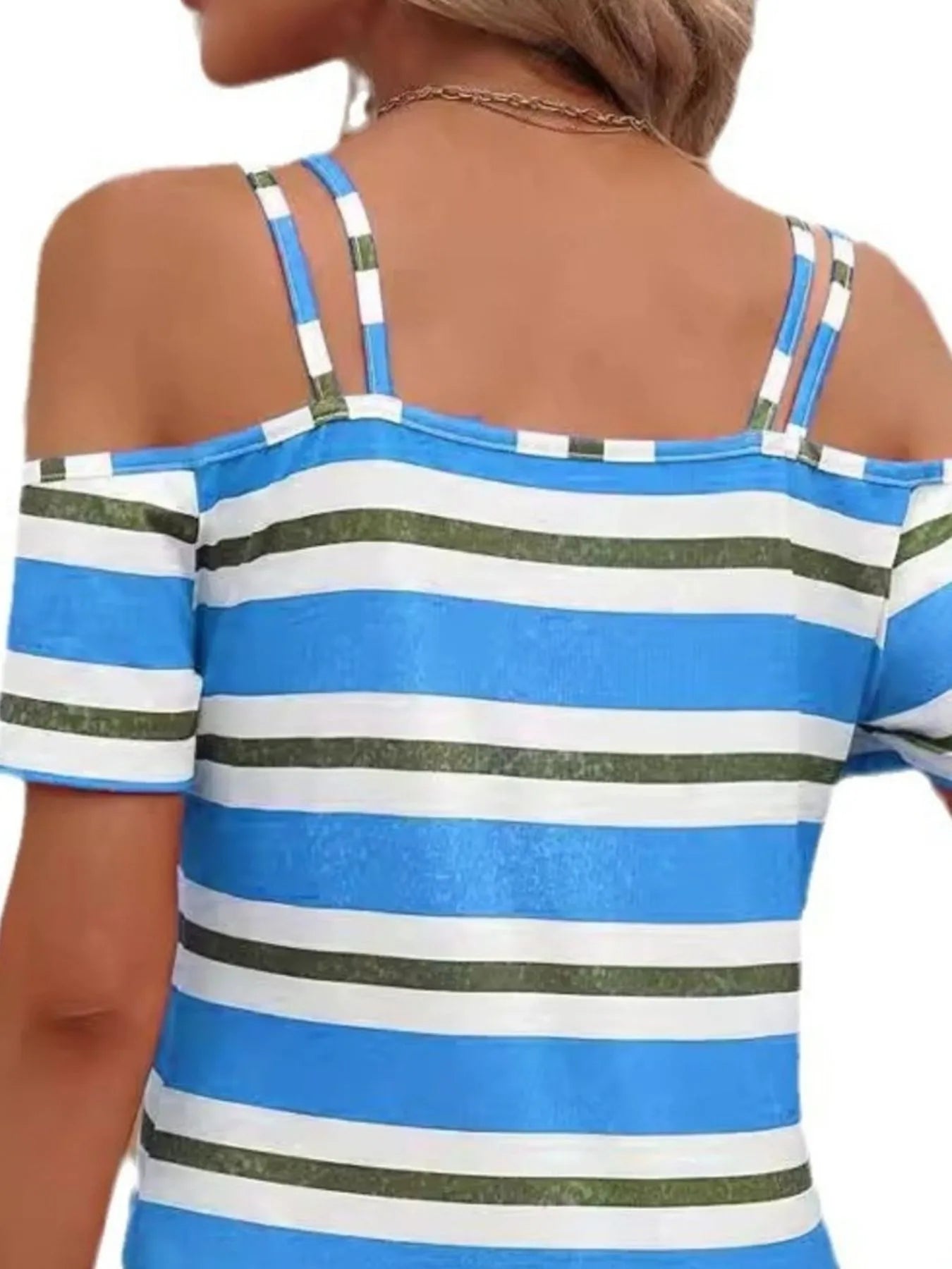 Striped Cold Shoulder T-Shirt