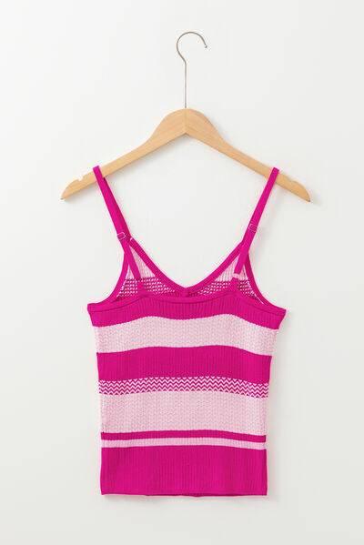 Color Block V-Neck Sweater Cami - Clothes For Her Online Store