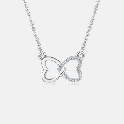 Moissanite 925 Sterling Silver Heart Bow Necklace - Clothes For Her Online Store