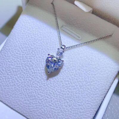 2 Carat Moissanite 925 Sterling Silver Heart Pendant Necklace - Clothes For Her Online Store