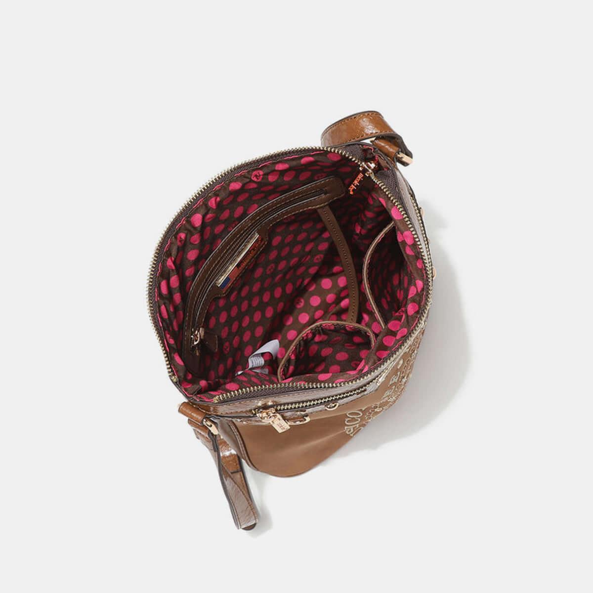 Nicole Lee USA Metallic Stitching Embroidery Inlaid Rhinestone Crossbody Bag - Clothes For Her Online Store