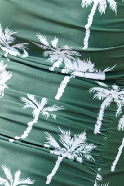 Printed Square Neck Wide Strap One-Piece Swimwear