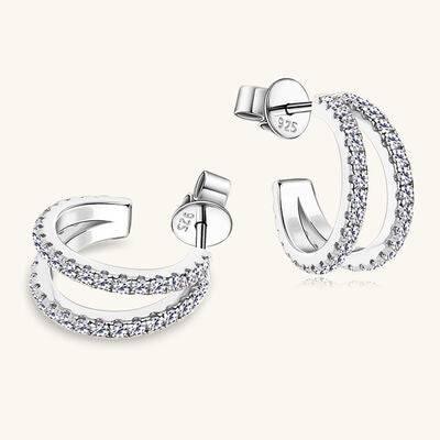 Moissanite 925 Sterling Silver C-Hoop Earrings - Clothes For Her Online Store