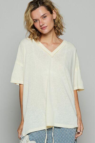 POL V-Neck Half Sleeve T-Shirt - Clothes For Her Online Store
