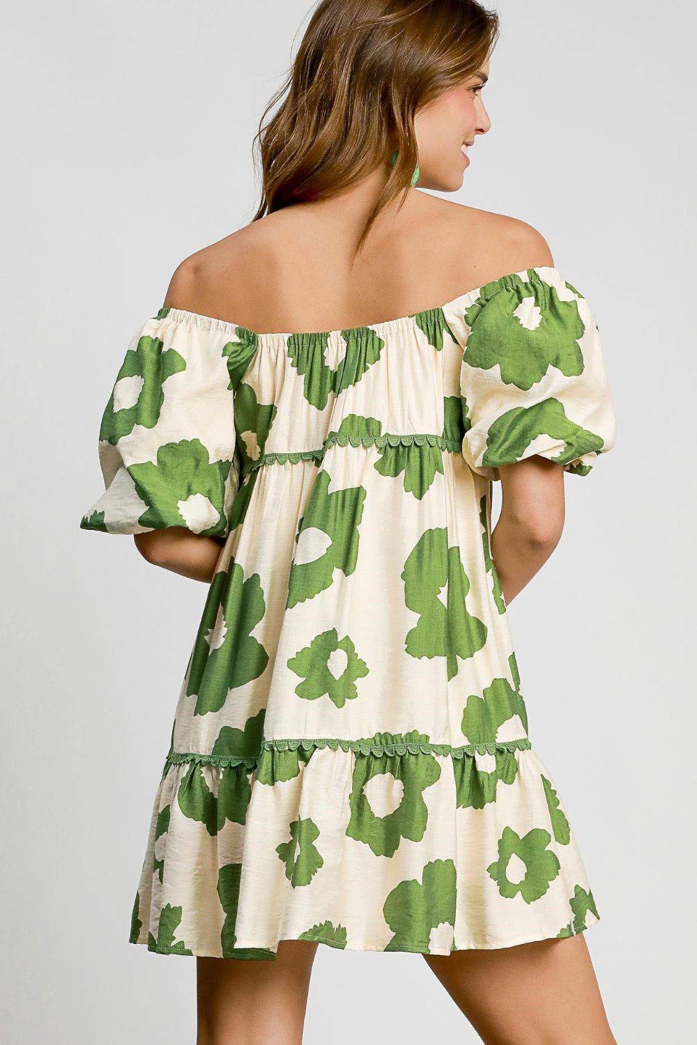 Umgee Full Size Contrast Floral Short Sleeve Mini Dress Plus Size - Clothes For Her Online Store