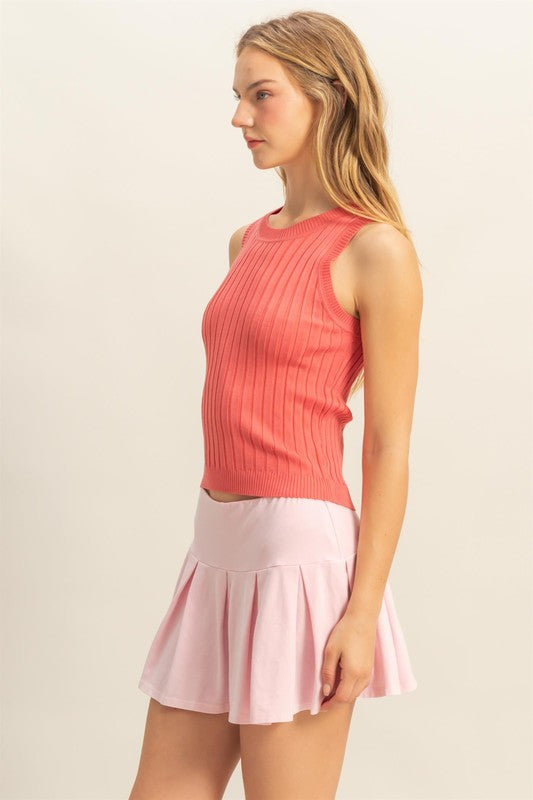 HYFVE Stretchy Ribbed Round Neck Sweater Tank