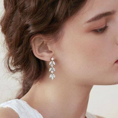 925 Sterling Silver Moissanite Leaf Earrings - Clothes For Her Online Store