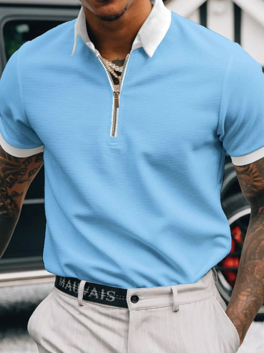 Men's Full Size Collared Neck Short Sleeve Polo Plus Size