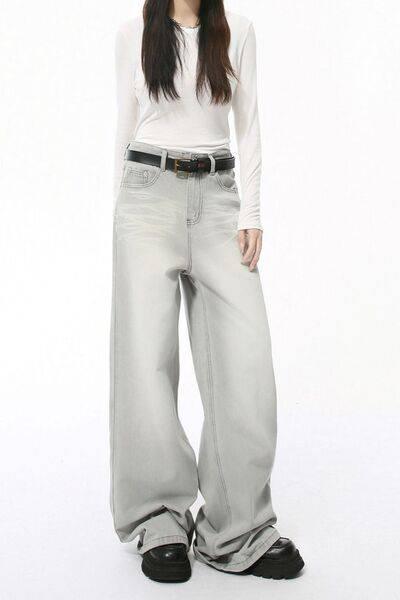 Wide Leg Jeans with Pockets - Clothes For Her Online Store