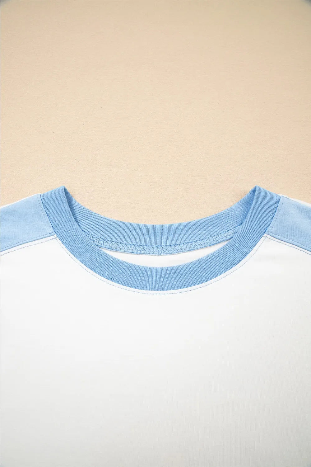 Color Block Exposed Seam Crew Neck T Shirt