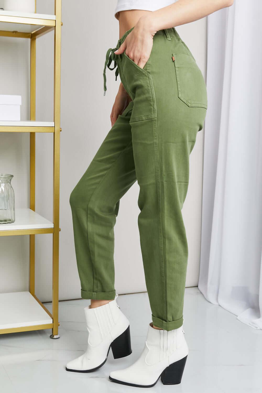 Judy Blue Full Size Drawstring Waist Pocket Jeans - Clothes For Her Online Store