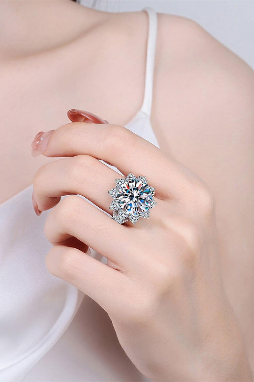 10 Carat Moissanite Flower-Shaped Ring - Clothes For Her Online Store