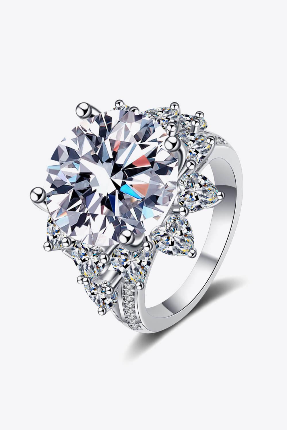 10 Carat Moissanite Flower-Shaped Ring - Clothes For Her Online Store