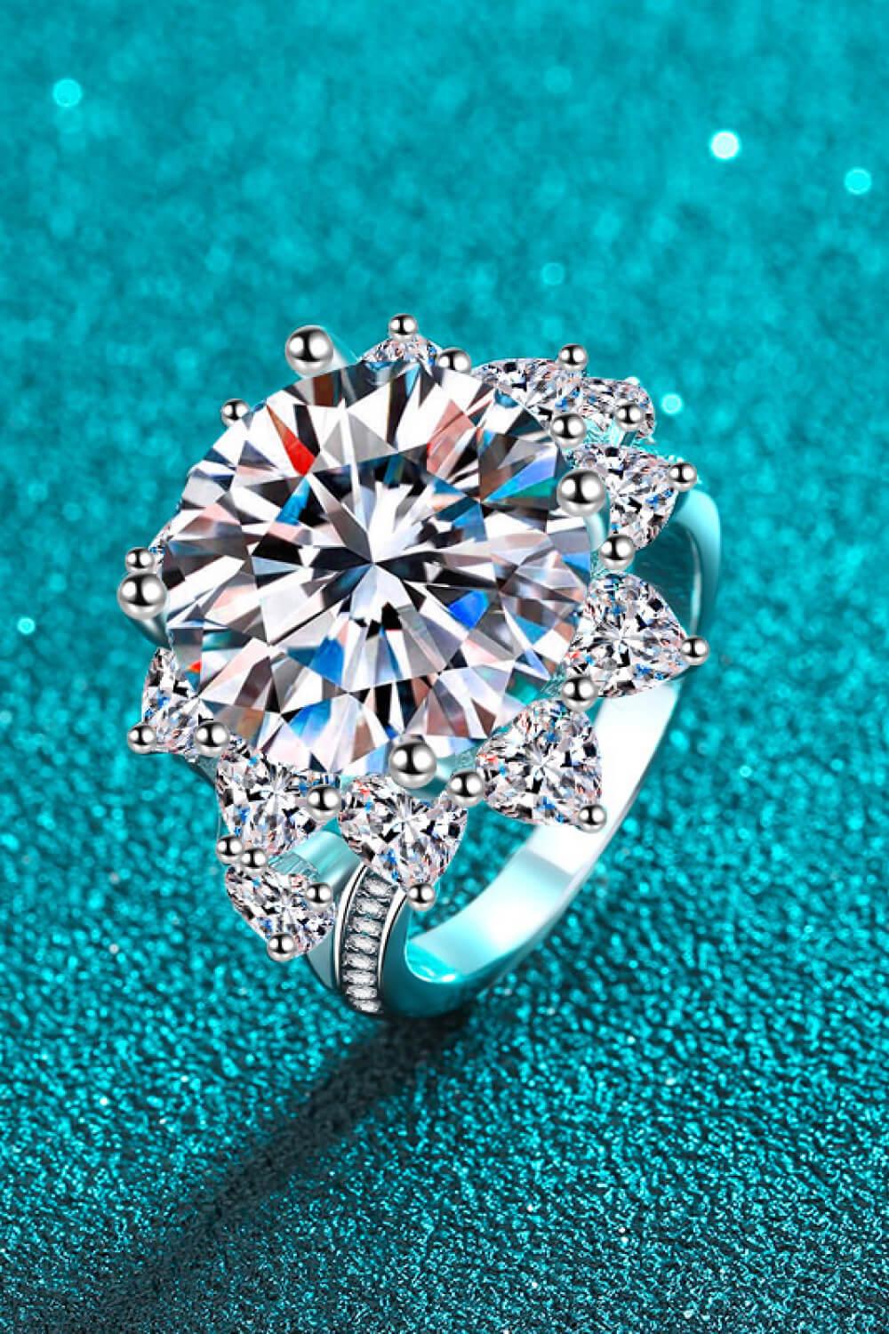 10 Carat Moissanite Flower-Shaped Ring - Clothes For Her Online Store