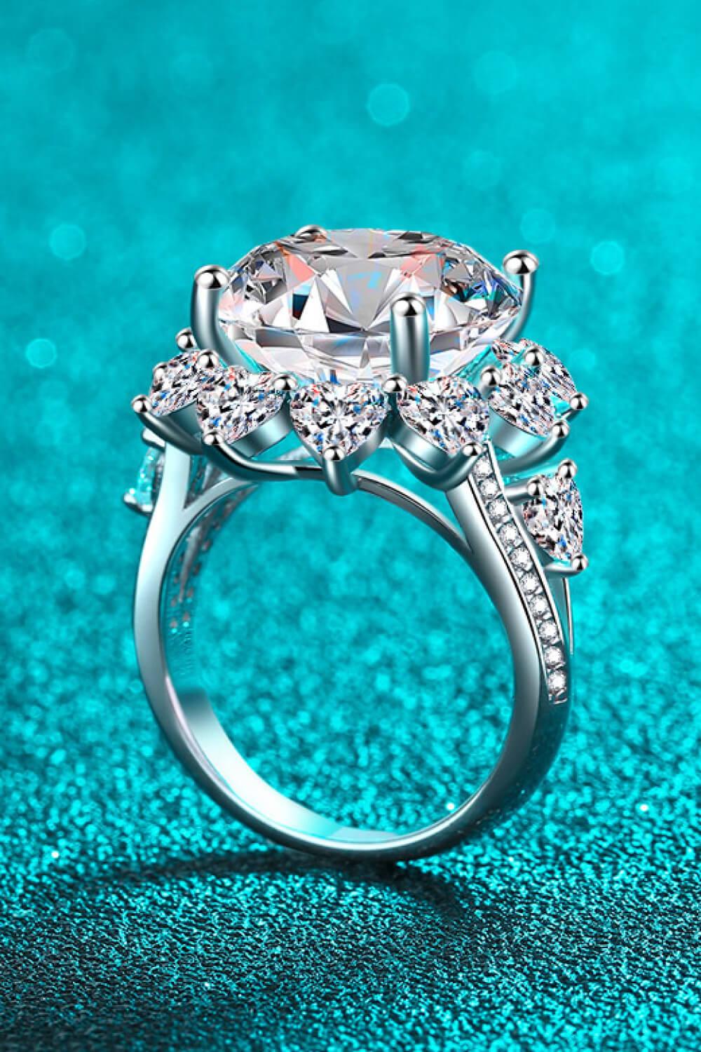 10 Carat Moissanite Flower-Shaped Ring - Clothes For Her Online Store