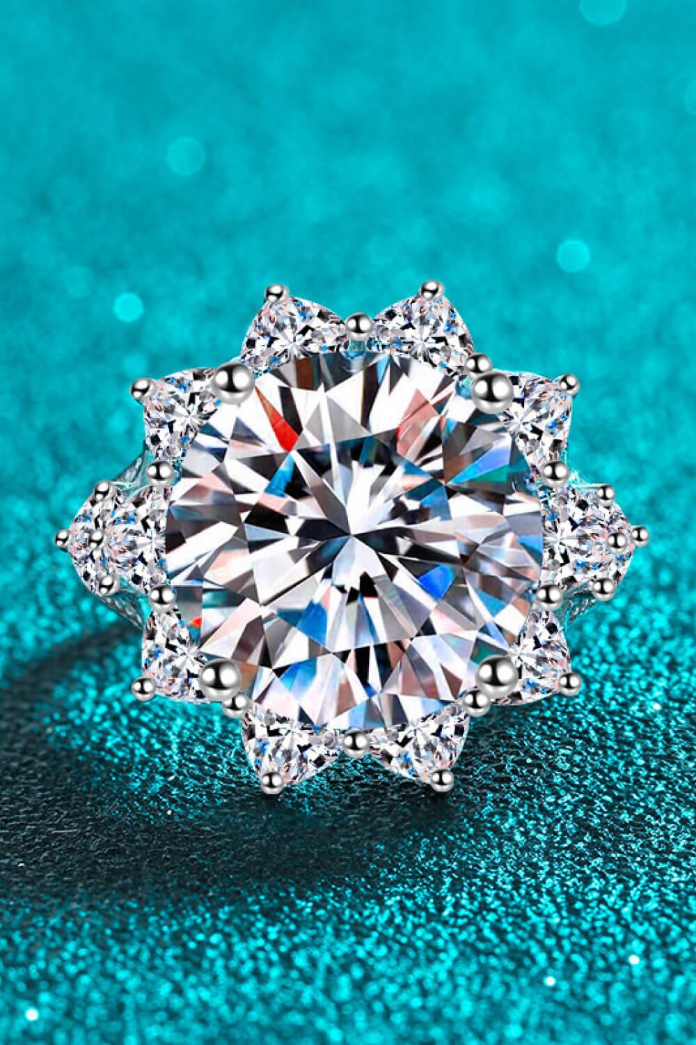 10 Carat Moissanite Flower-Shaped Ring - Clothes For Her Online Store