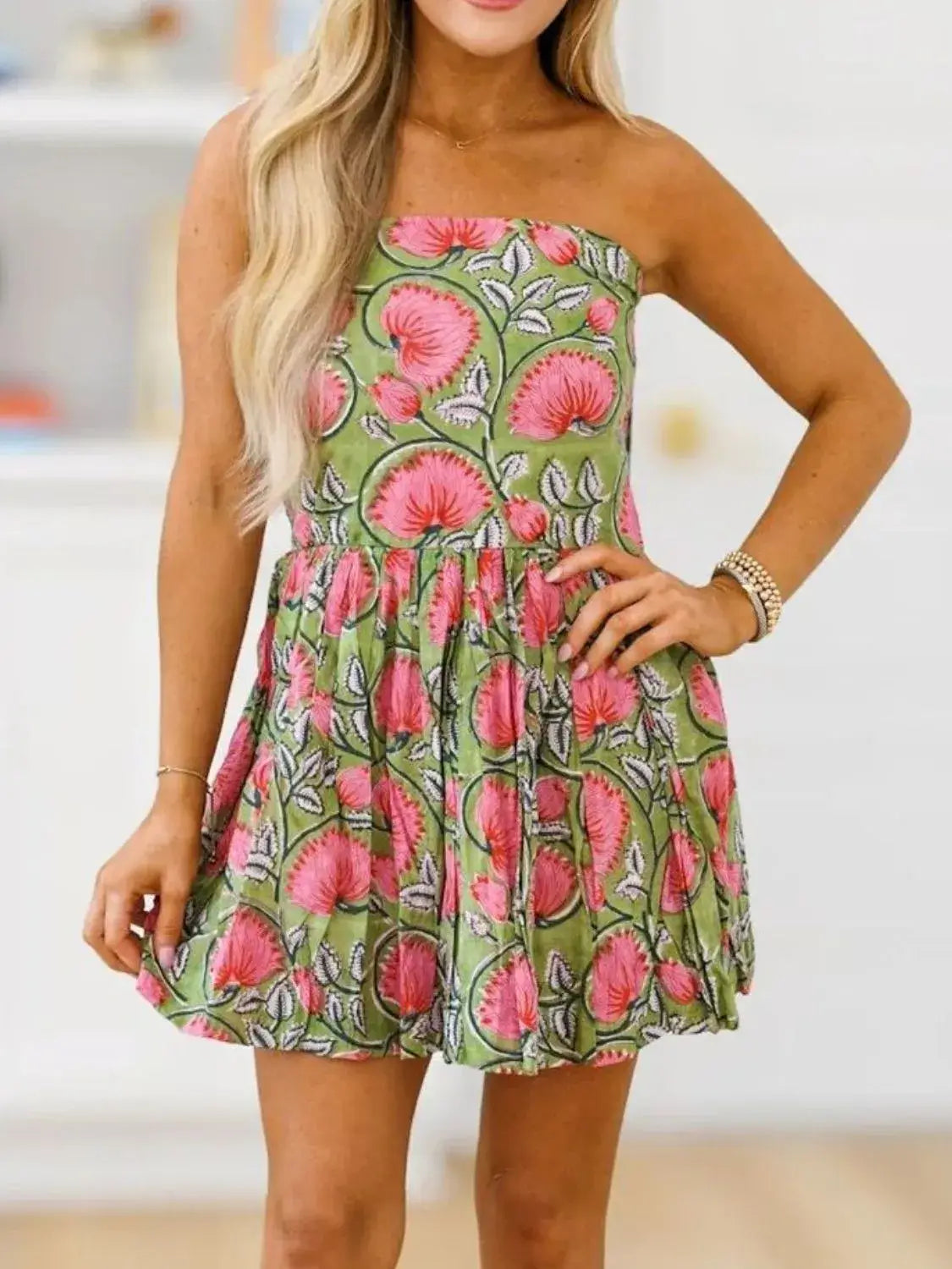 Printed Tube Mini Dress