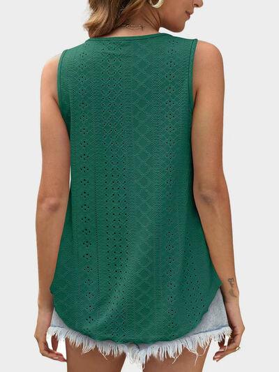Florira Eyelet Round Neck Tank - Clothes For Her Online Store