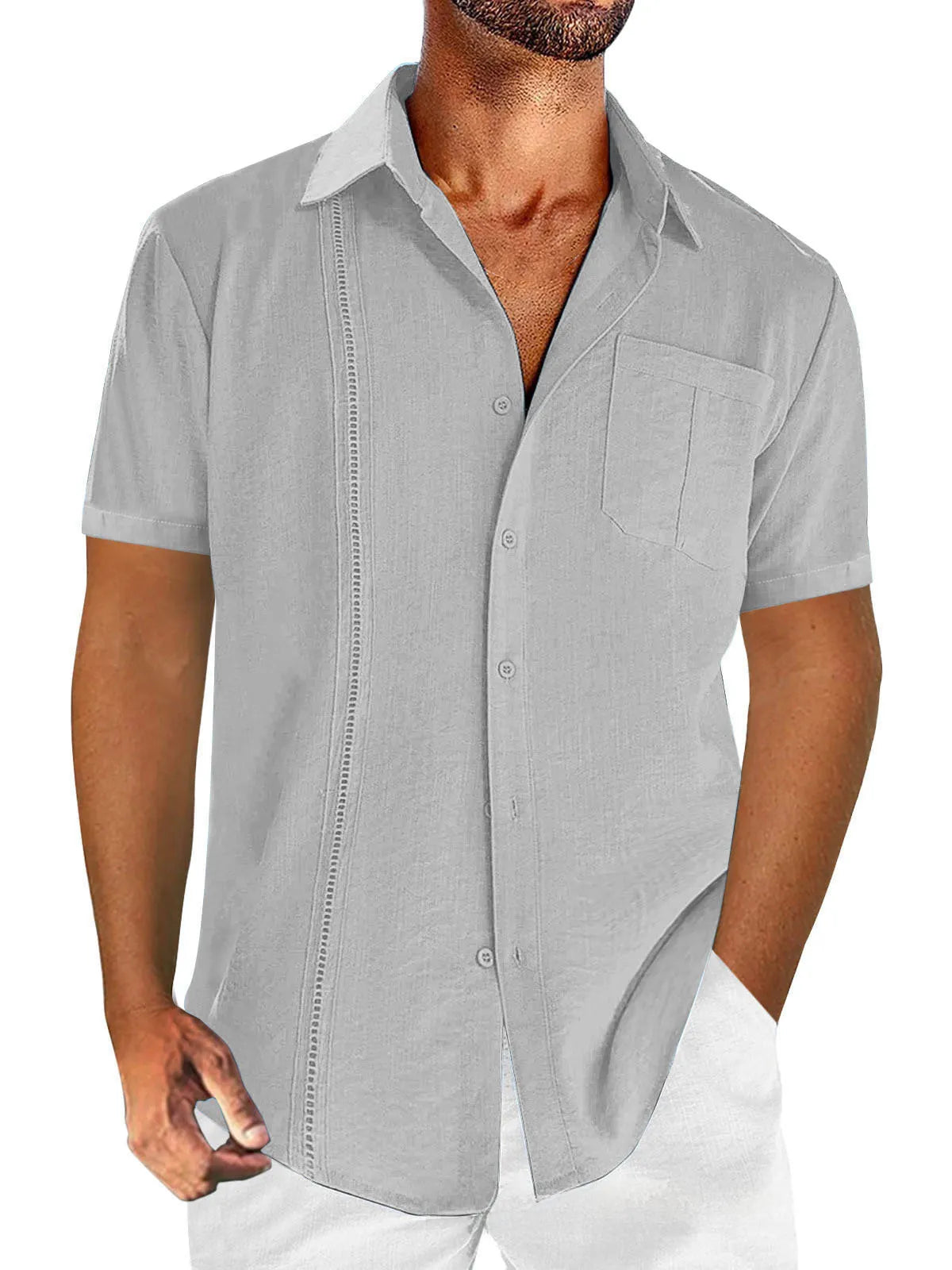 Men's Full Size Casual Short Sleeve Button Down Shirt Plus Size