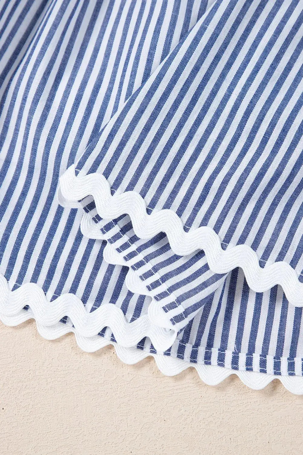 Stripe Sleeveless Notched Ric Rac Mini Dress - Clothes For Her Online Store