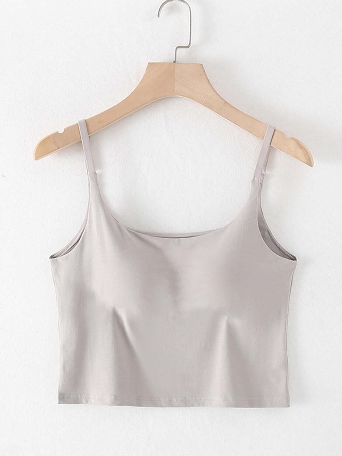 Scoop Neck Cropped Cami with Chest Pads - Clothes For Her Online Store