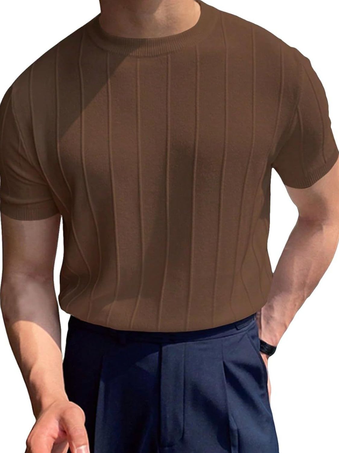 Men's Full Size Round Neck Short Sleeve T-Shirt Plus Size - Clothes For Her Online Store