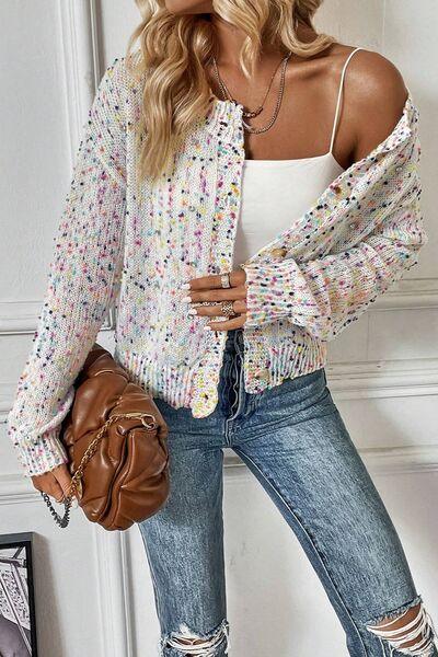 Confetti Button Up Long Sleeve Cardigan - Clothes For Her Online Store