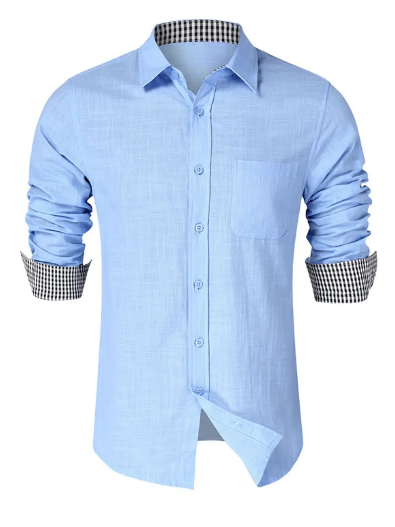 Men's Button-Down Shirt with Gingham Contrast