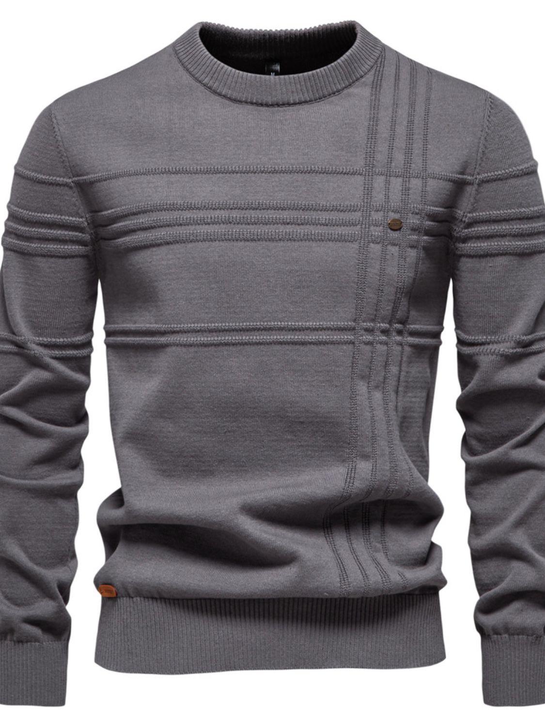 Men's Round Neck Striped Sweater - Clothes For Her Online Store