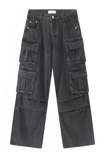 Men's Multi-Pocket Pleated Cargo Jeans - Clothes For Her Online Store