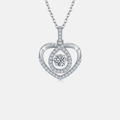 Moissanite 925 Sterling Silver Heart Shape Necklace - Clothes For Her Online Store