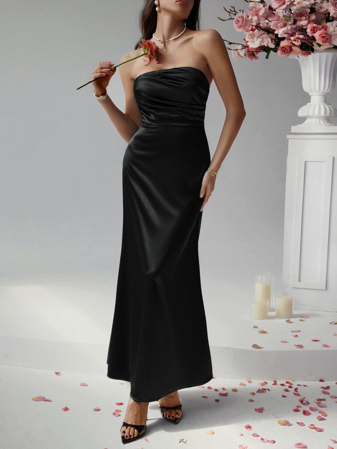 Devine Ruched Tube Maxi Dress - Clothes For Her Online Store