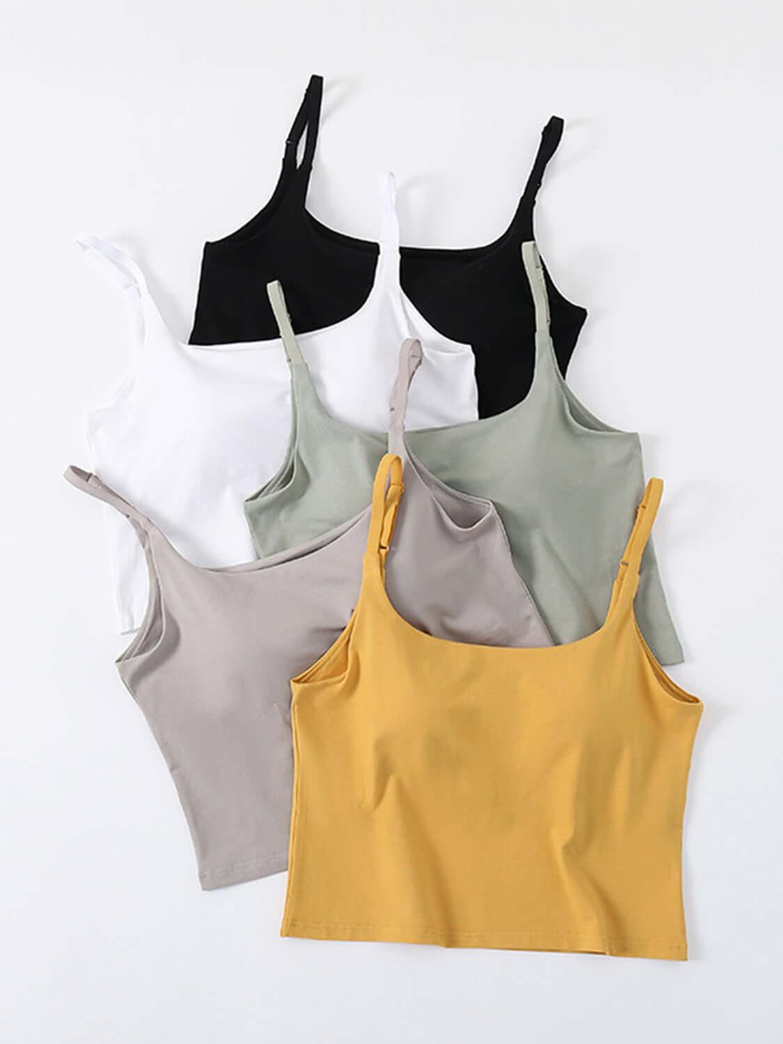 Scoop Neck Cropped Cami with Chest Pads - Clothes For Her Online Store